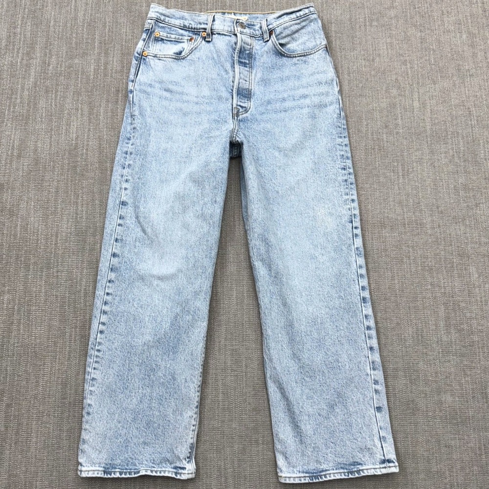 Levis Ribcage Straight Ankle Jeans Light Wash High Rise Button Fly 30x27